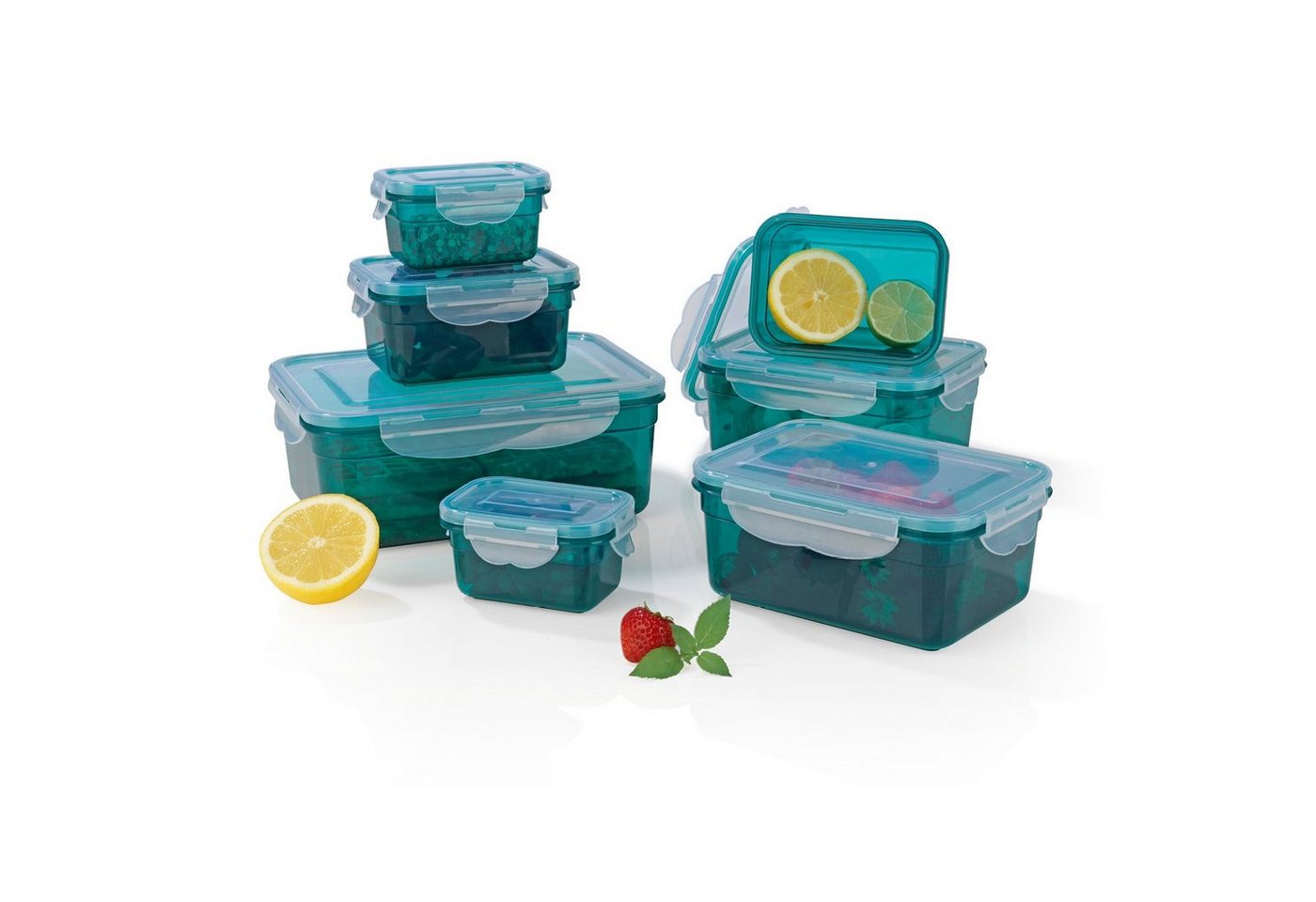 GOURMETmaxx Frischhaltedose Lunchbox Vorratsdose klick-it, (7er Set, 14-tlg), einfrieren, aufbewahren und erwärmen von GOURMETmaxx