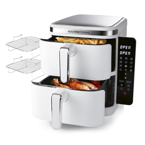 GOURMETmaxx FryUp Vertikale Doppelkammer Heißluftfritteuse | vertikaler Airfryer | klappbares Touchdisplay | 32% platzsparender | Fassungsvermögen 10L | Heißluftfritteuse 2 Kammern GOURMETmaxx FryUp Vertikale Doppelkammer Heißluftfritteuse | vertikaler Airfryer | klappbares Touchdisplay | 32% platzsparender | Fassungsvermögen 10L | Heißluftfritteuse 2 Kammern von GOURMETmaxx