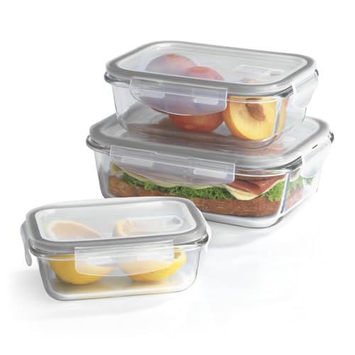 GOURMETmaxx Glas-Frischhaltedosen Klick-it 3er Set | Als Brotdose oder für Meal Prep | Spülmaschinen- Mikrowellen- und Gefrierschrankgeeignet | Aufbewahrungsbox mit Deckel von GOURMETmaxx