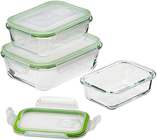 GOURMETmaxx Glas-Frischhaltedosen Klick-it 3er Set | Als Brotdose oder für Meal Prep | Spülmaschinen- Mikrowellen- und Gefrierschrankgeeignet | Aufbewahrungsbox mit Deckel von GOURMETmaxx