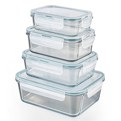 GOURMETmaxx Glas-Frischhaltedosen Klick-it 4er Set | Als Brotdose oder für Meal Prep | Spülmaschinen- Mikrowellen- und Gefrierschrankgeeignet | Aufbewahrungsbox mit Deckel von GOURMETmaxx