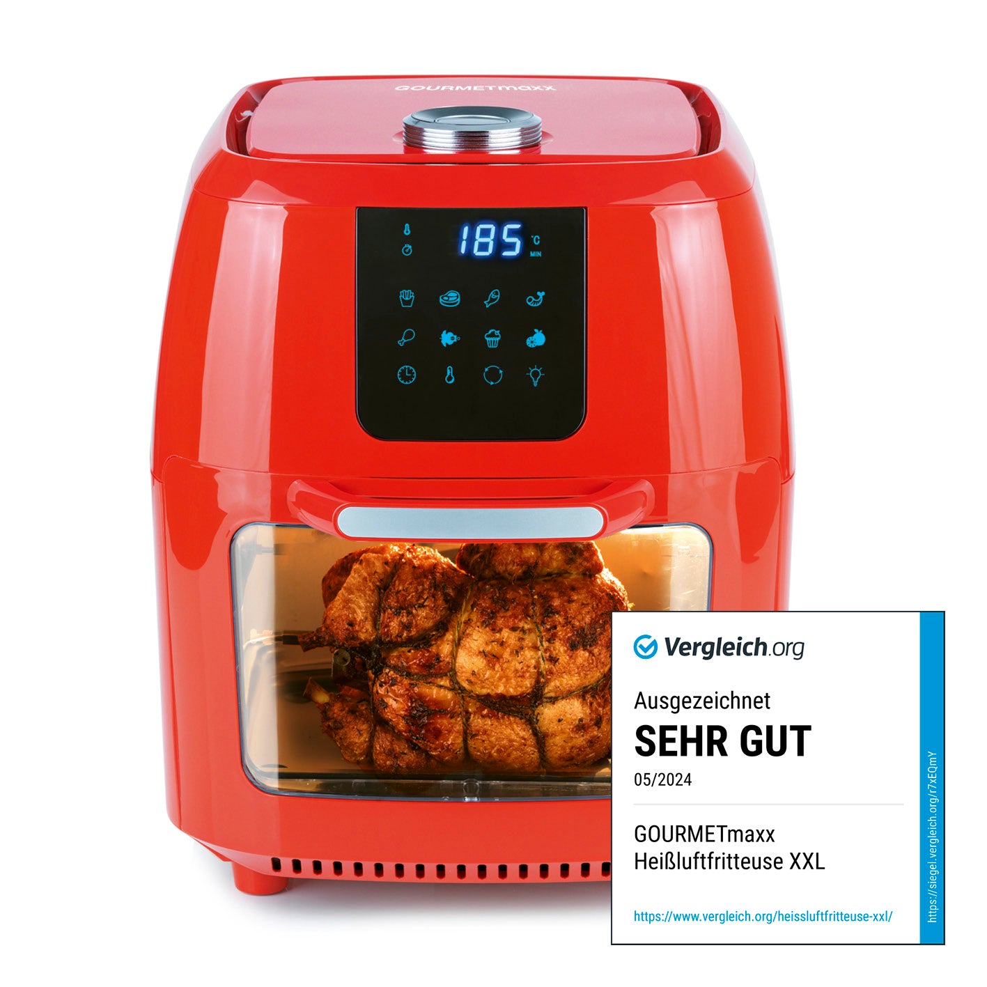 Heißluft-Fritteuse Digital - 9in1 - 1800 Watt - rot von GOURMETmaxx