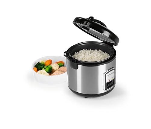 GOURMETmaxx Kompakt-Reiskocher & Dampfgarer, 1L, inkl. Dampfeinsatz, Gartopf, Reislöffel & Messbecher, Warmhaltefunktion, ideal für kleine Familien & Singles, spülmaschinengeeignet von GOURMETmaxx