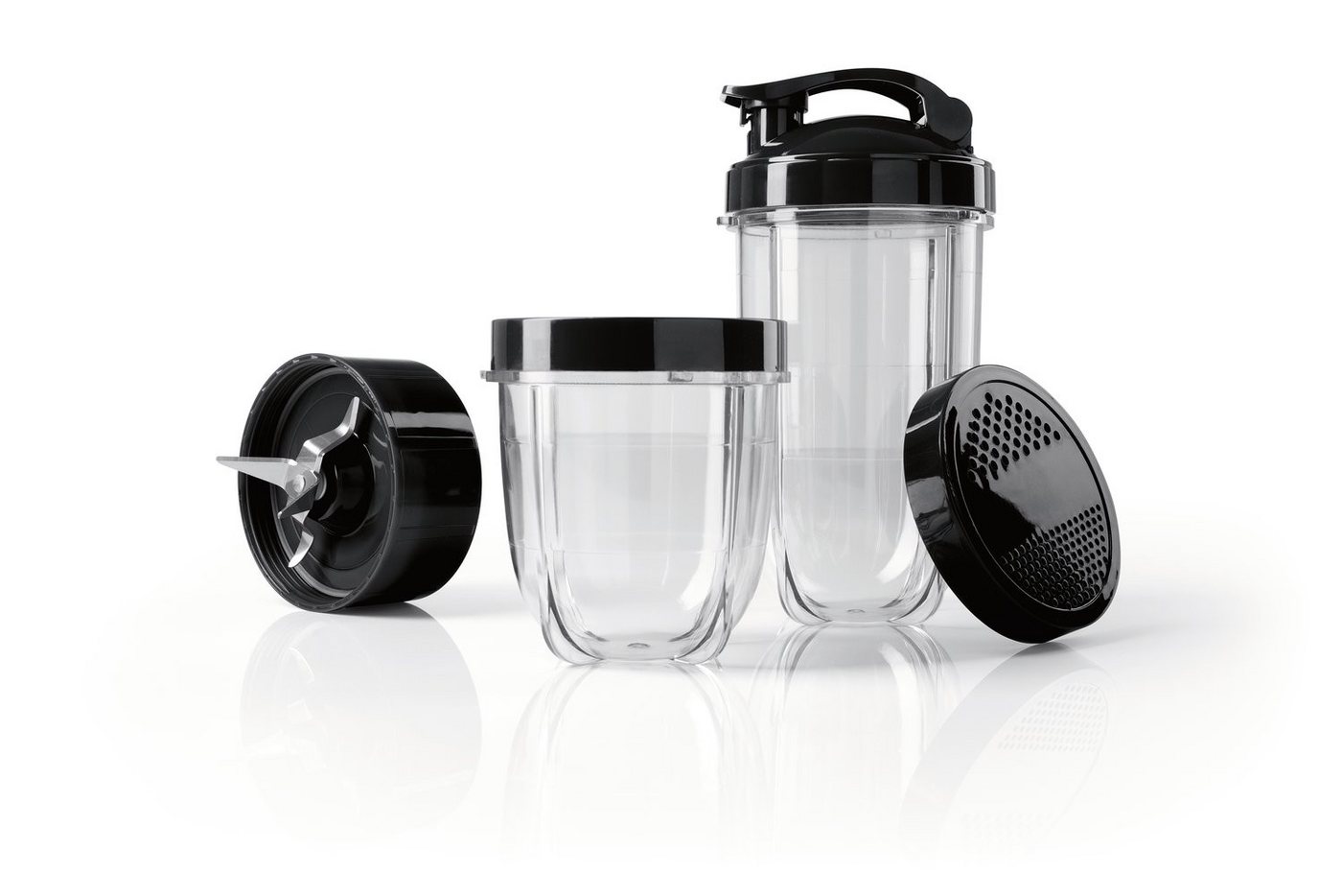 GOURMETmaxx Küchenmaschinen Zubehör-Set Zubehör-Set L 6-tlg. schwarz für Nutrition Mixer, für Nutrition Mixer umfangreich 6-fach-Präzisionsklinge To-Go von GOURMETmaxx