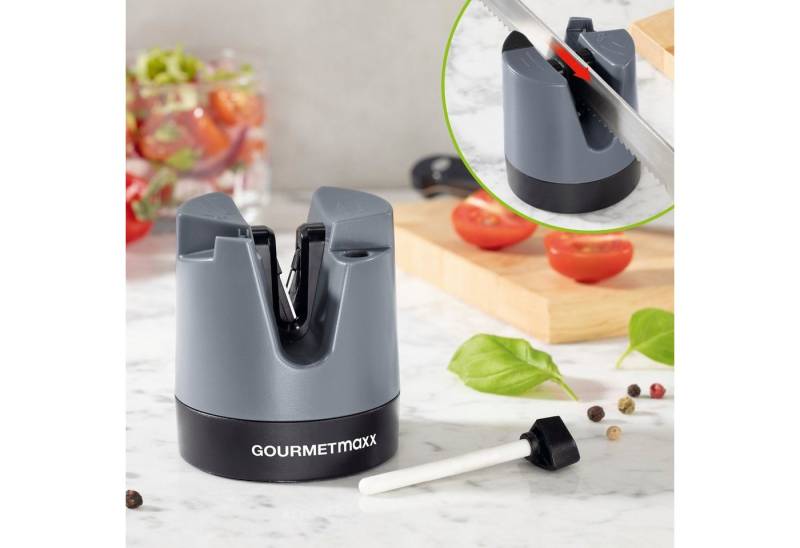 GOURMETmaxx Messerschärfer, 6x7cm anthrazit/schwarz von GOURMETmaxx