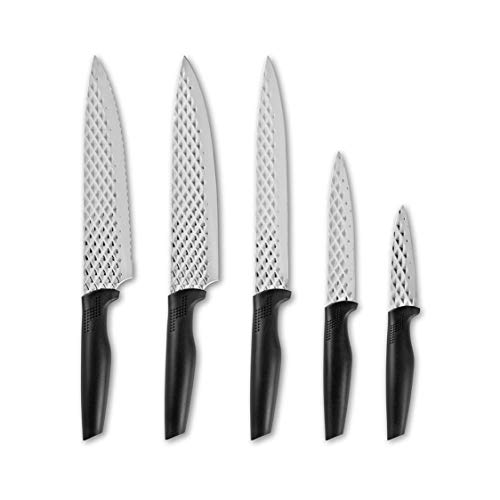 GOURMETmaxx Messerset Diamant-Optik - 5 Messer | für Fleisch, Brot, Fisch, Gemüse | vielfältig einsetzbar | Antihaft-Wirkung, ergonomischer geformter Griff [Edelstahl] von GOURMETmaxx