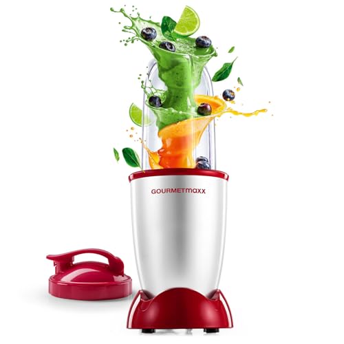 GOURMETmaxx Mixer Mr. Magic 4-tlg. | Smoothie Maker mit 400W Powerbase | inkl. Kreuzklingenaufsatz, 500ml Becher & To Go Deckel | Kompakter Standmixer für Shakes & mehr GOURMETmaxx Mixer Mr. Magic 4-tlg. | Smoothie Maker mit 400W Powerbase | inkl. Kreuzklingenaufsatz, 500ml Becher & To Go Deckel | Kompakter Standmixer für Shakes & mehr von GOURMETmaxx