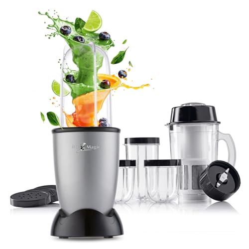 GOURMETmaxx Mr. Magic Mixer | Smoothie Maker mit XXL-Zubehörpaket | Standmixer 18-tlg. | Blender mit auslaufsicheren Frischhaltedeckeln | Food Processor für Shakes, Smoothies etc. von GOURMETmaxx