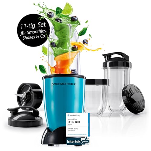 GOURMETmaxx Mr. Magic Power Pro Mixer 400 Watt | Smoothie Maker mit to go Deckel | Standmixer mit Mixbecher & Frischhaltedeckel zum Aufbewahren | Blender mit Zubehörset L für Shakes, Smoothies etc. GOURMETmaxx Mr. Magic Power Pro Mixer 400 Watt | Smoothie Maker mit to go Deckel | Standmixer mit Mixbecher & Frischhaltedeckel zum Aufbewahren | Blender mit Zubehörset L für Shakes, Smoothies etc. von GOURMETmaxx