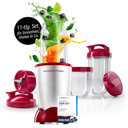 GOURMETmaxx Mr. Magic Power Pro Mixer 400 Watt | Smoothie Maker mit to go Deckel | Standmixer mit Mixbecher & Frischhaltedeckel zum Aufbewahren | Blender mit Zubehörset L für Shakes, Smoothies etc. GOURMETmaxx Mr. Magic Power Pro Mixer 400 Watt | Smoothie Maker mit to go Deckel | Standmixer mit Mixbecher & Frischhaltedeckel zum Aufbewahren | Blender mit Zubehörset L für Shakes, Smoothies etc. von GOURMETmaxx