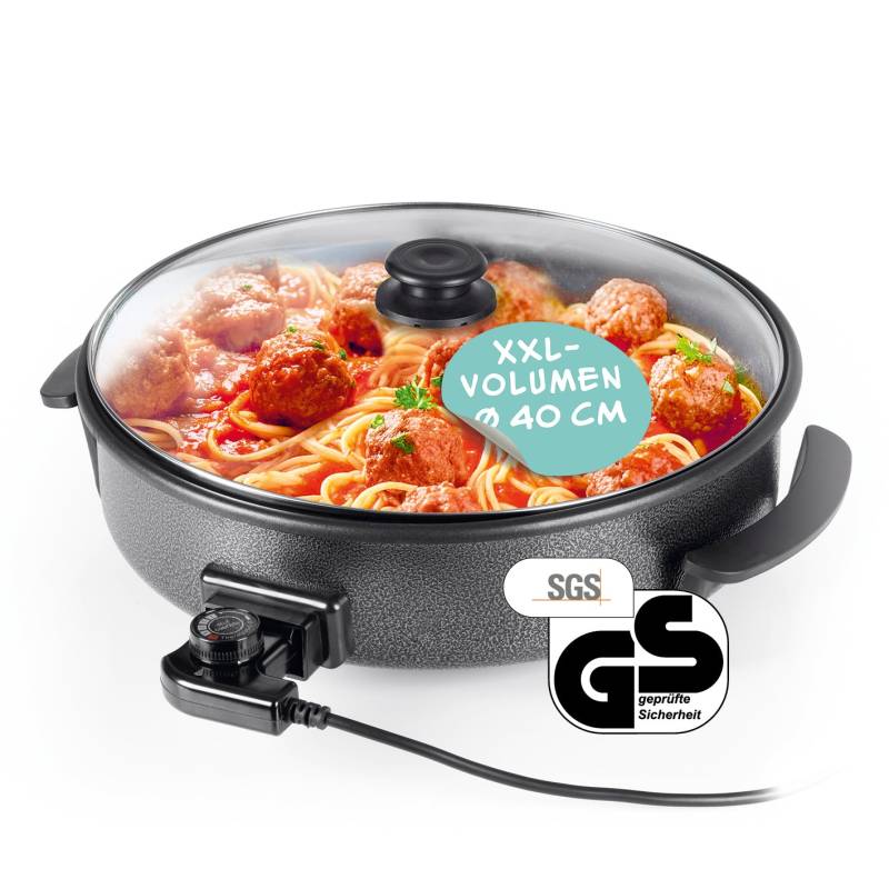 Pizza-Pfanne mit Deckel - Elektrisch 1500W - ⌀ 40 cm von GOURMETmaxx