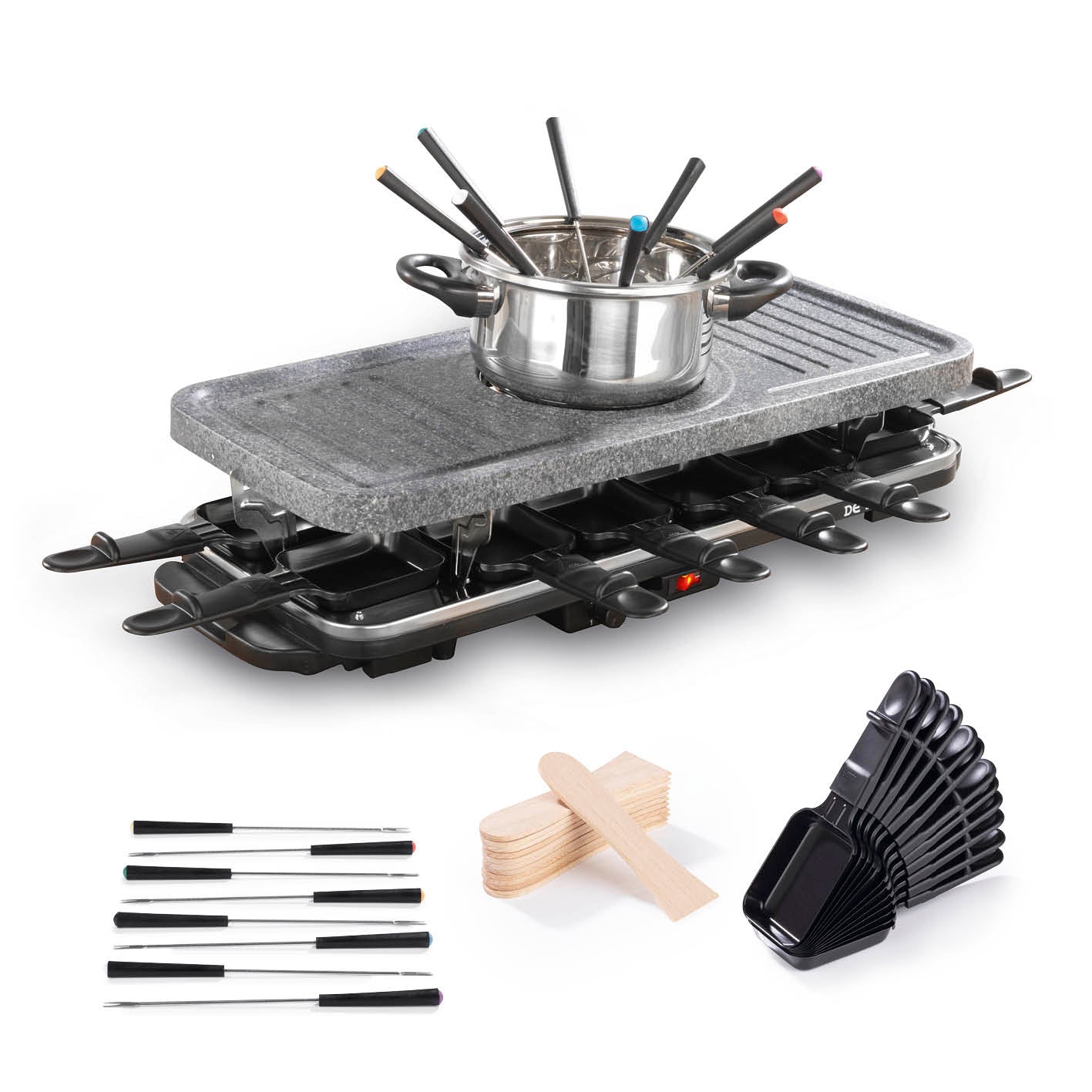 Raclette- & Fondue-Set GRANITlook - schwarz von GOURMETmaxx