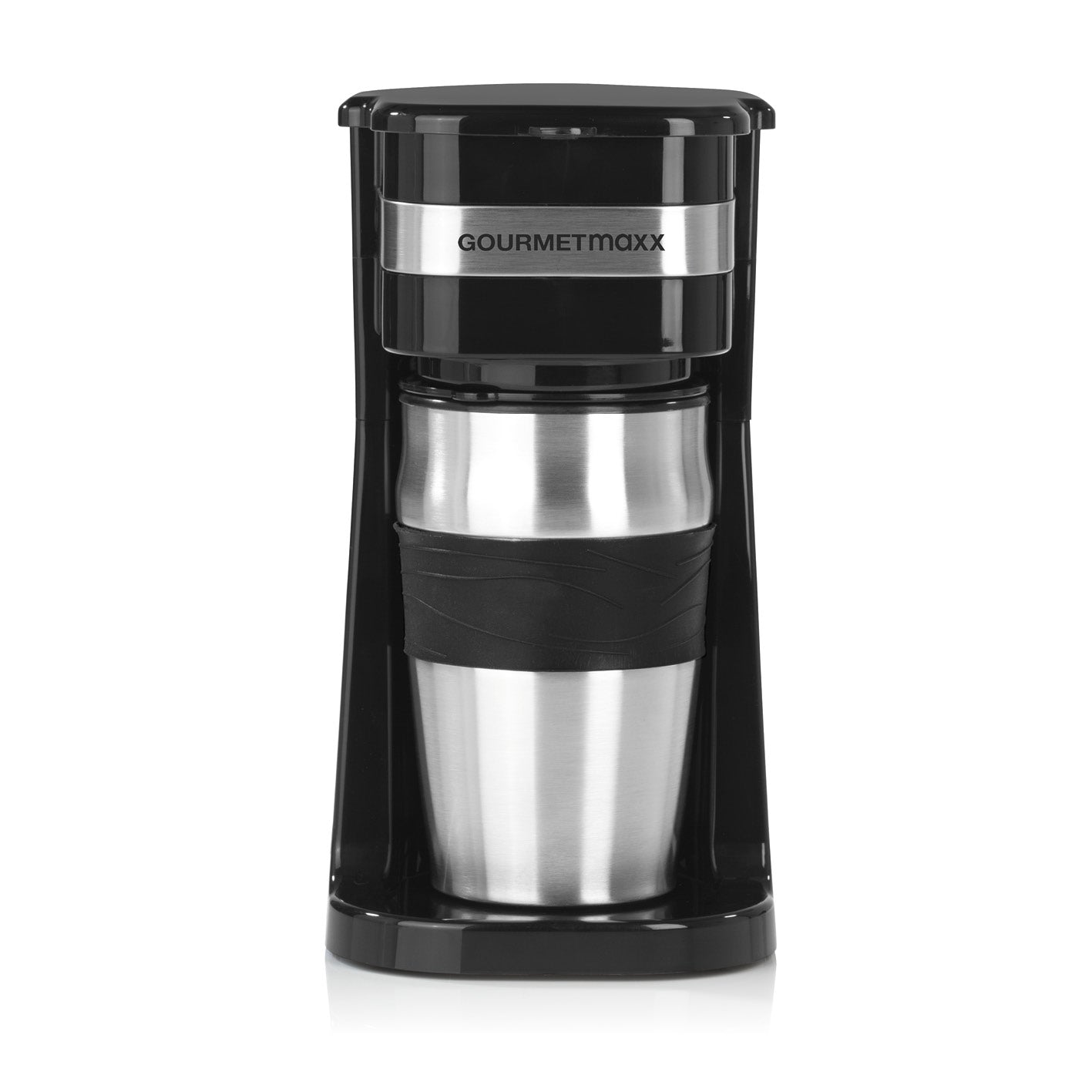 Single-Kaffeemaschine mit Thermobecher - schwarz/Edelstahl von GOURMETmaxx