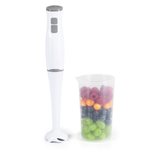 GOURMETmaxx Stabmixer & Smoothie Maker - mit stabilen Edelstahlklingen | Elektrischer Blender mit 700 ml Mixbehälter & abnehmbaren Mixaufsatz | Kompaktes Design mit rutschfesten Handgriffen [400 W] von GOURMETmaxx