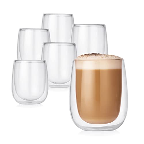 GOURMETmaxx Thermogläser Kaffee-Spezialitäten 6er-Set Cappuccino | Wärmeisolierend: für warme & kalte Getränke geeignet, ca. 250 ml Füllmenge | Einfaches Handling [Borosilikatglas] von GOURMETmaxx