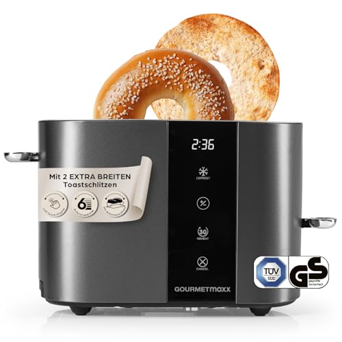 GOURMETmaxx Toaster Kurzschlitz für 2-Scheiben | Toaströster Anthrazit mit 6 Bräunungsgraden und Ready-2-eat-Countdown | Elektrisches Küchengerät mit Touchdisplay, Brötchenaufsatz & Aufwärmfunktion GOURMETmaxx Toaster Kurzschlitz für 2-Scheiben | Toaströster Anthrazit mit 6 Bräunungsgraden und Ready-2-eat-Countdown | Elektrisches Küchengerät mit Touchdisplay, Brötchenaufsatz & Aufwärmfunktion von GOURMETmaxx