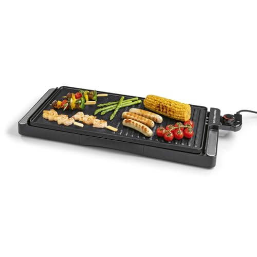 GOURMETmaxx elektrischer Tischgrill | Rauchfreier Elektrogrill 2200W | Grillplatte mit 2 Grillflächen & Antihaftbeschichtung für leichte Reinigung | BBQ Grill mit stufenloser Temperatureinstellung von GOURMETmaxx