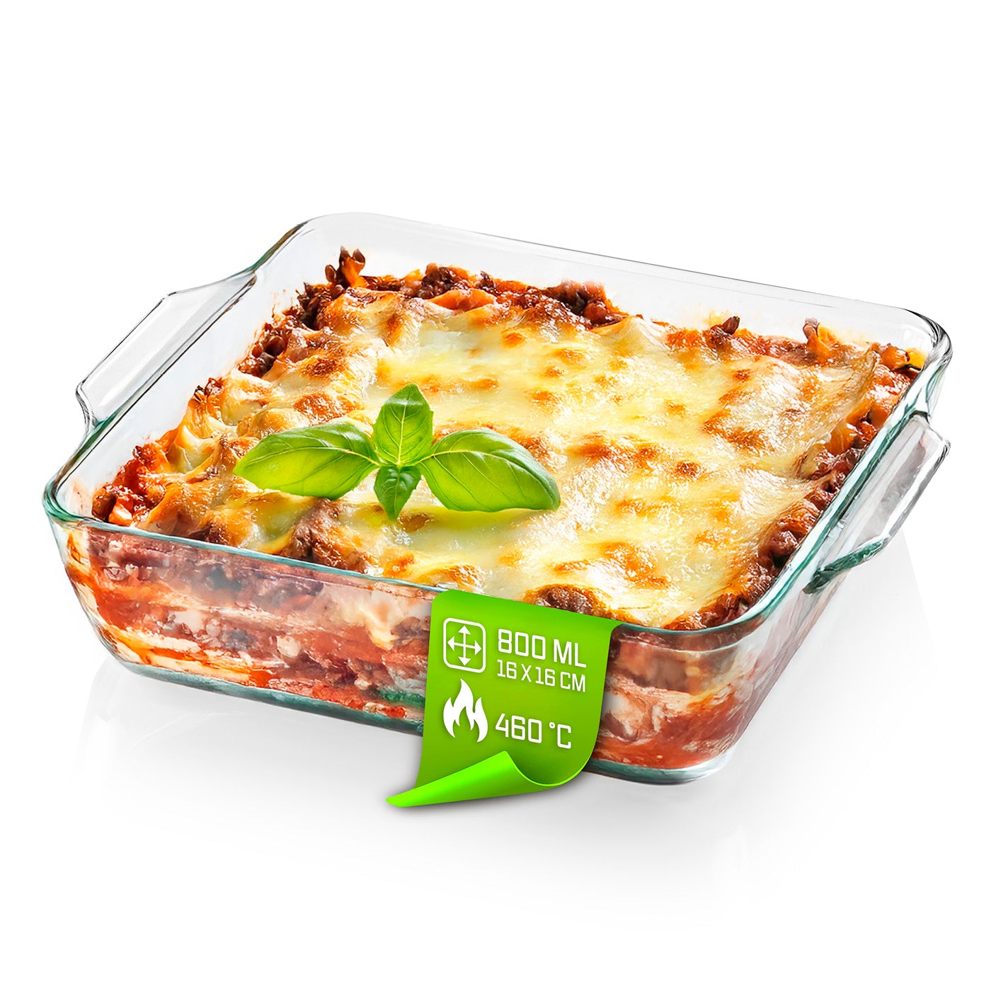 Glas-Auflaufform für Heißluftfritteuse & Backofen - 19 x 16 x 4,5 cm - 800 ml von GOURMETmaxx