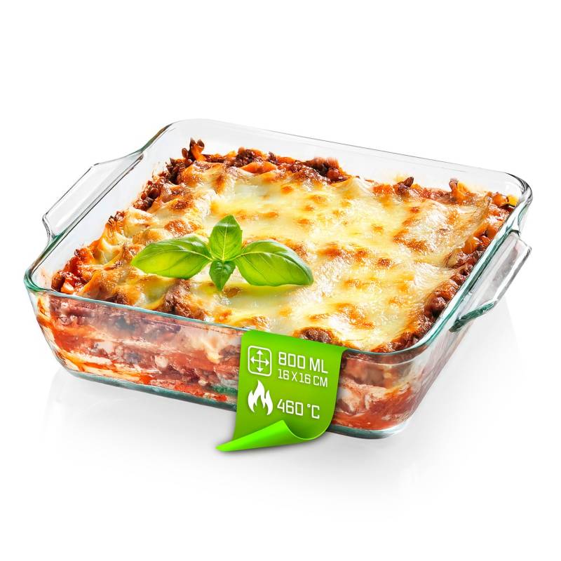 Glas-Auflaufform für Heißluftfritteuse & Backofen - 19 x 16 x 4,5 cm - 800 ml von GOURMETmaxx