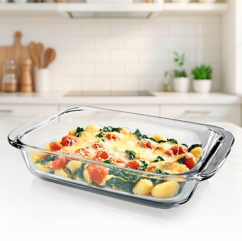Glas-Auflaufform für Heißluftfritteuse & Backofen - 23 x 15 x 4,5 cm - 800 ml von GOURMETmaxx