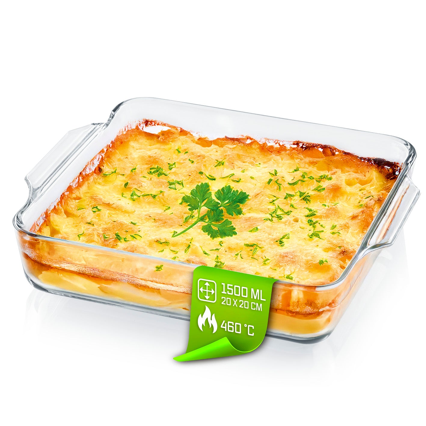 Glas-Auflaufform für Heißluftfritteuse & Backofen - 24 x 20 x 5 cm - 1500 ml von GOURMETmaxx