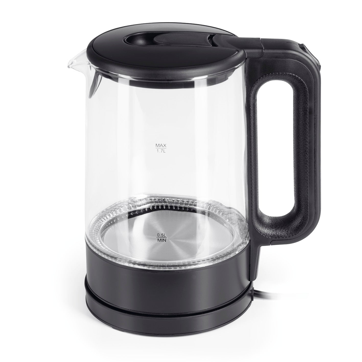 Glas-Wasserkocher LED - 1,7l - schwarz matt von GOURMETmaxx