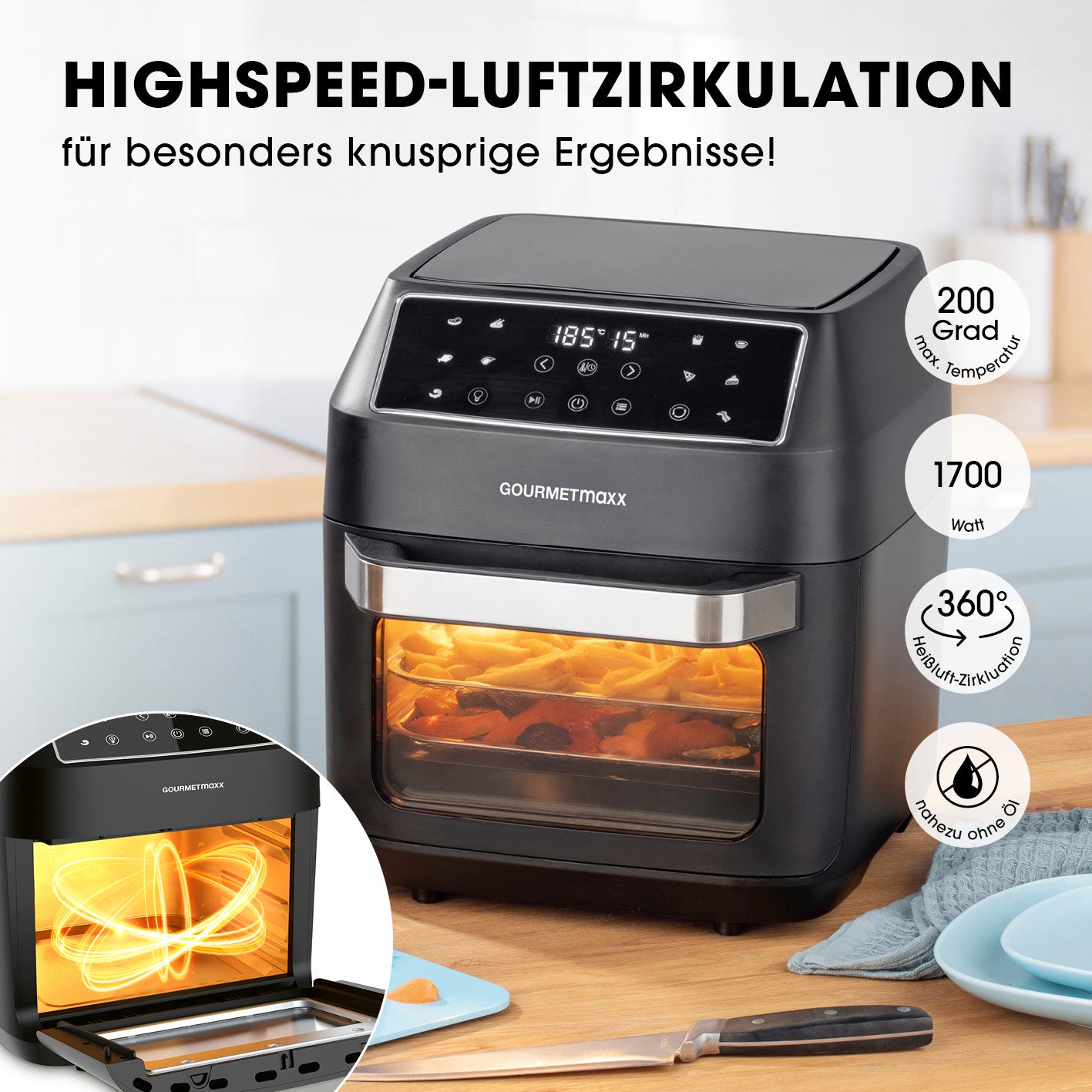 Heißluft-Ofen Digital 12l von GOURMETmaxx