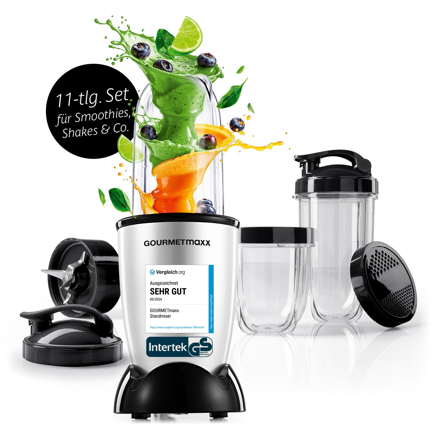 Mr. Magic Power 400 Pro mit Zubehörset L - Silber/Schwarz Mr. Magic Power 400 Pro mit Zubehörset L - Silber/Schwarz von GOURMETmaxx