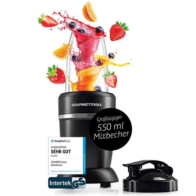 Nutrition Mixer Pro 1.000 mit Basis-Set M - Schwarz/Silber Nutrition Mixer Pro 1.000 mit Basis-Set M - Schwarz/Silber von GOURMETmaxx