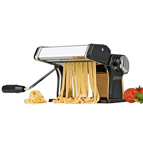 gourmetmaxx 09952 Nudelmaschine Pasta-Profi | Edelstahl | Teigroller | Nudelherstellung | Nudelkurbel von GOURMETmaxx