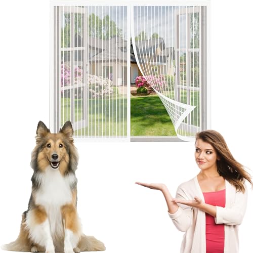 Fliegengitter Fenster 235 x 110 cm Profi Insektenschutz Magnetischer Fliegenvorhang Einfache Installation für Alle Arten von Fenstern, Weiß von GOUSAILS