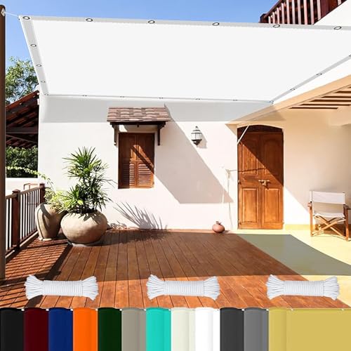 Garten Überdachung 4 x 9 m Reißfest Uv-Schutz Nach Mass Polyestergewebe mit Seil Rechteckig Sonnenschutz Netz Beschattungsnetz Hof Dach Teich Hühnerstall, Weiß Garten Überdachung 4 x 9 m Reißfest Uv-Schutz Nach Mass Polyestergewebe mit Seil Rechteckig Sonnenschutz Netz Beschattungsnetz Hof Dach Teich Hühnerstall, Weiß von GOUSAILS