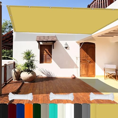 Gartenüberdachung 1.2 x 2.8 m Reißfest Uv-Schutz Nach Mass Polyestergewebe mit Seil Sichtschutz Windschutz Tarp Sonnenschutz Markise für Pool Und Glasdach, Creme Farben von GOUSAILS