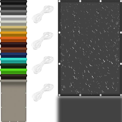 Markisenstoff 4 x 5.3 m 98% UV Schutz Sichtschutz Windschutz Tarp mit Ösen Und Kordel,PES Polyester für Balkon Terrasse Garten Camping, Dunkelgrau Markisenstoff 4 x 5.3 m 98% UV Schutz Sichtschutz Windschutz Tarp mit Ösen Und Kordel,PES Polyester für Balkon Terrasse Garten Camping, Dunkelgrau von GOUSAILS