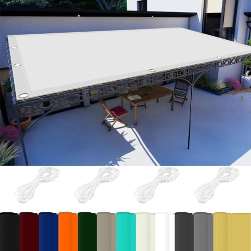 Markisenstoff 8 x 10 m 98% UV Schutz Windschutz Überdachung Plan mit Ösen Und Kordel Reißfest für Garten Balkon Terrasse Camping, Weiß von GOUSAILS