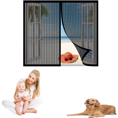 Premium Slim Fliegengitter 120 x 210 cm Profi Insektenschutz Insektenschutz Moskitonetz Luft Kann Frei Strömen für Alle Arten von Fenstern, Schwarz von GOUSAILS