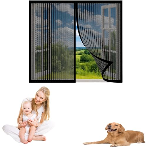 Premium Slim Fliegengitter 190 x 120 cm Ohne Bohren Insektenschutz Selbstklebendes Fliegengitter Luft Kann Frei Strömen für Alle Arten von Fenstern, Schwarz von GOUSAILS