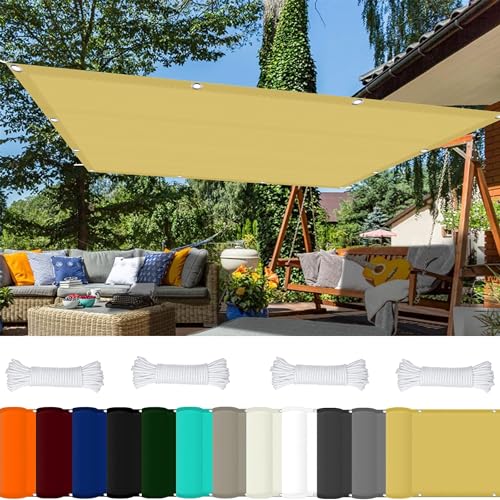 Rechteck Sonnenschutz Garten Balkon 0.6 x 1.5 m 98% UV Schutz Sonnensegel Terrassenüberdachung mit Ösen Und Kordel Reißfest für Balkon Terrasse Garten Camping, Creme Farben von GOUSAILS