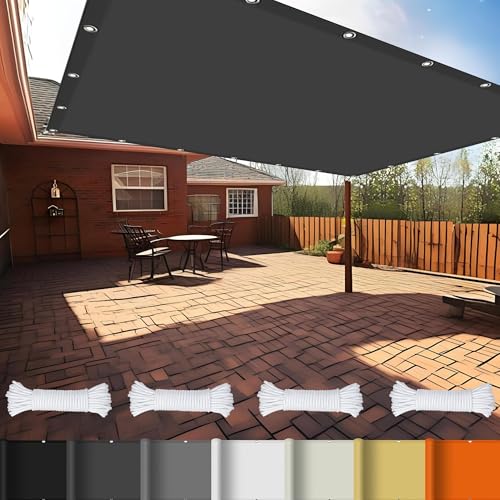 Rechteck Sonnensegel 1.6 x 2.8 m Reißfest Uv-Schutz Nach Mass Polyestergewebe mit Seil Sonnenschirm Balkon Sonnensegel Sonnenschutz für Garten Terrasse, Dunkelgrau von GOUSAILS