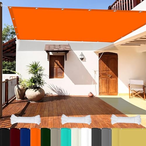 Rechteckiges Sonnensegel 2.2 x 10 m Reißfest Uv-Schutz Nach Mass Polyestergewebe mit Seil Balkon Sichtschutz Sonnenschutz Markise für Pool Und Glasdach, Orange von GOUSAILS