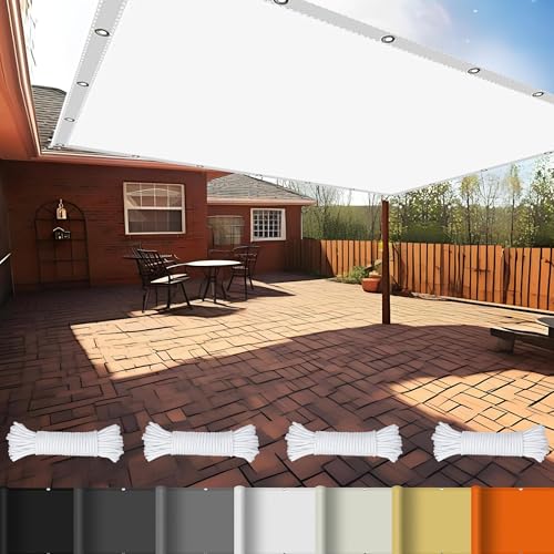 Schattiernetz mit Ösen 1.2 x 3.2 m Reißfest Uv-Schutz Nach Mass Polyestergewebe mit Seil Sonnenschutz Balkon Schattenspender für Gewächshaus/Hinterhof, Weiß von GOUSAILS