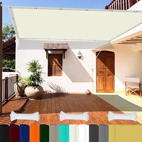 Sonnenschutz Segel 1.6 x 3.8 m Reißfest Uv-Schutz Nach Mass Polyestergewebe mit Seil Windschutz Überdachung Plan Sonnenschutz Markise für Pool Und Glasdach, cremefarben von GOUSAILS