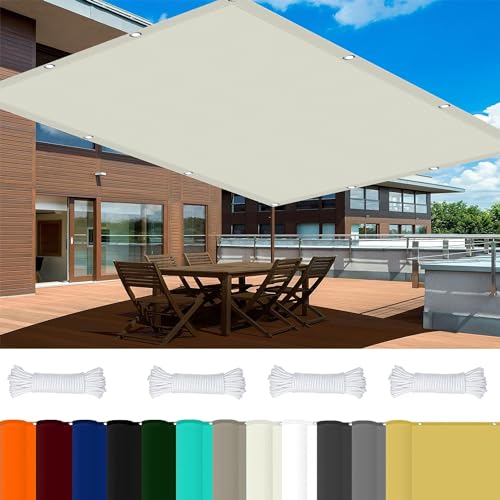 Sonnenschutznetz 0.8 x 8 m 98% UV Schutz Zaunblende Sichtschutz mit Ösen Und Kordel,PES Polyester für Balkon Terrasse Garten Camping, Elfenbein von GOUSAILS