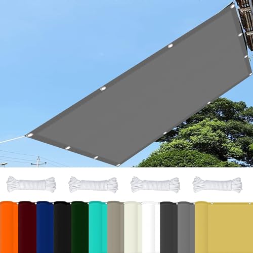 Sonnenschutznetz 1.5 x 3 m 98% UV Schutz Sichtschutz Windschutz Tarp mit Ösen Und Kordel,Ohne Bohren für Balkon Terrasse Garten Camping, Hellgrau von GOUSAILS