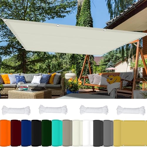 Sonnenschutznetz 1.5 x 4 m 98% UV Schutz Zaunblende Sichtschutz mit Ösen Und Kordel,Ohne Bohren für Balkon Terrasse Garten Camping, Elfenbein von GOUSAILS