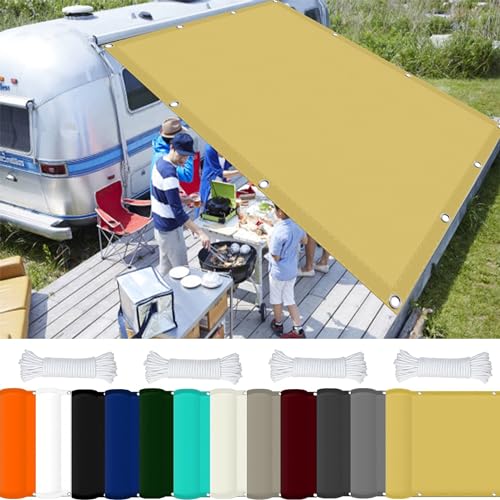 Sonnenschutznetz 8 x 8.5 m 98% UV Schutz Sonnenschutz Sonnensegel Quadratisch mit Ösen Und Kordel,PES Polyester für Balkon Terrasse Garten Camping, Creme Farben von GOUSAILS