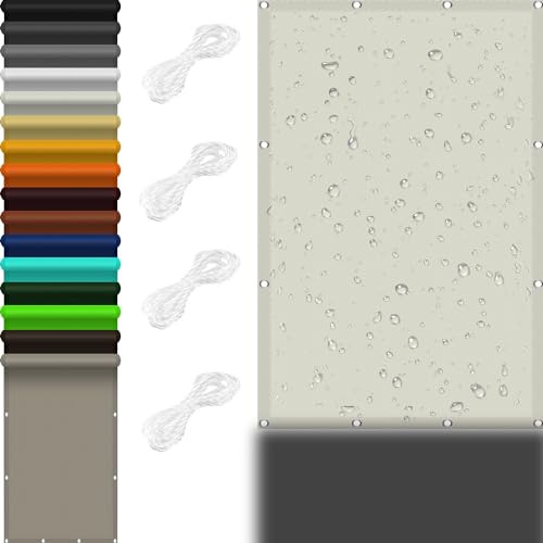 Sonnensegel Balkon 0.8 x 2.5 m 98% UV Schutz Windschutz Überdachung Plan mit Ösen Und Kordel,PES Polyester für Balkon Terrasse Garten Camping, Elfenbein von GOUSAILS