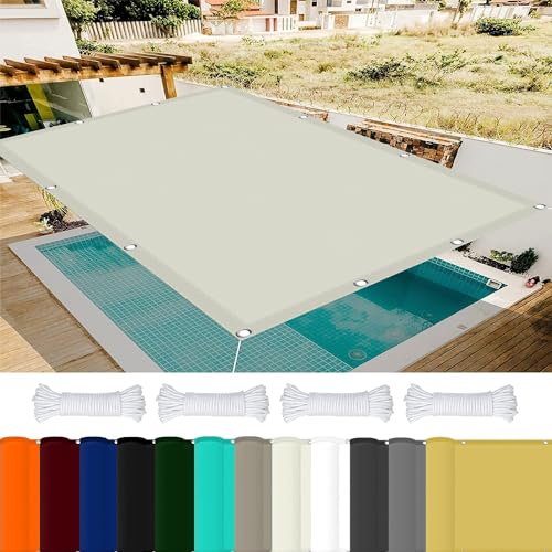 Sonnensegel Quadrat Wasserdicht 1.5 x 2.5 m 98% UV Schutz Rechteckig Sonnenschutz Netz mit Ösen Und Kordel Reißfest für Balkon Terrasse Garten Camping, Elfenbein von GOUSAILS