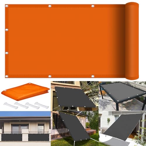 Sonnensegel Quadrat Wasserdicht 3.5 x 10 m 98% UV Schutz Sonnensegel Terrassenüberdachung mit Ösen Und Kordel Reißfest für Balkon Terrasse Garten Camping, Orange von GOUSAILS