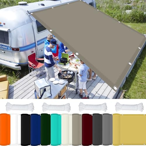 Sonnensegel Quadratisch 2.6 x 6.5 m 98% UV Schutz Zaunblende Sichtschutz mit Ösen Und Kordel Reißfest für Balkon Terrasse Garten Camping, Khaki von GOUSAILS